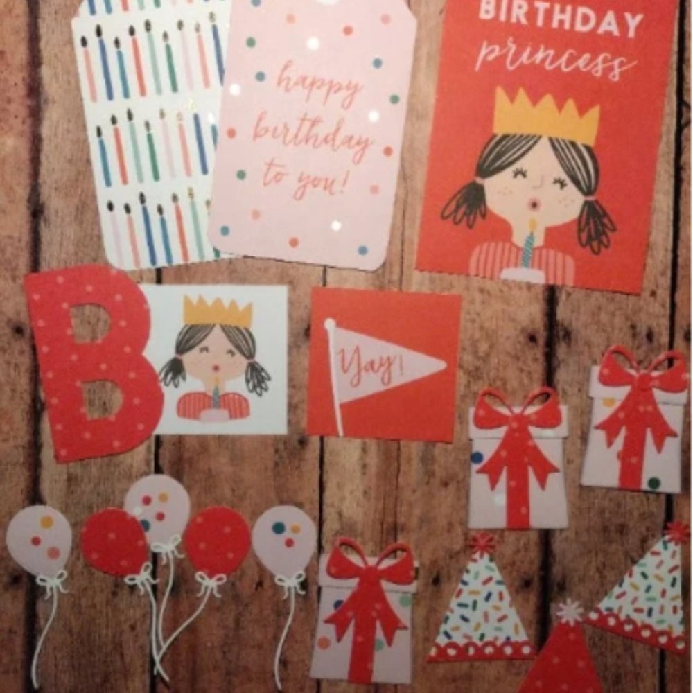 Scrapbook Birthday Princess Party Die Cut and Tags